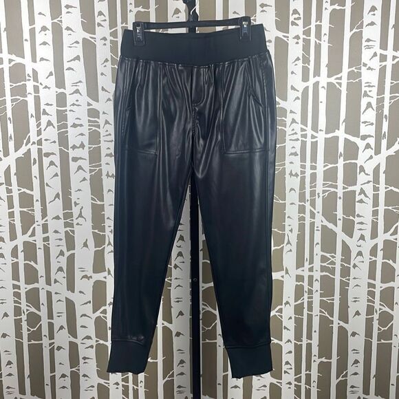 Sundays Brasada NEW $216 Faux Leather Joggers sz M Black - Picture 2 of 13